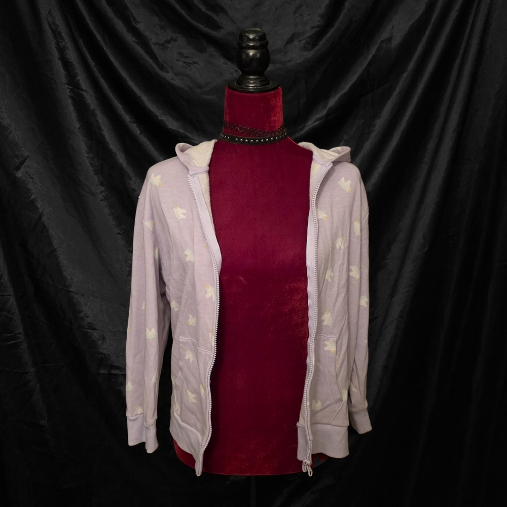 Lavender Zip-Up Hoodie with Unicorn Print